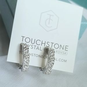 Touchstone crystal classic clip on earrings